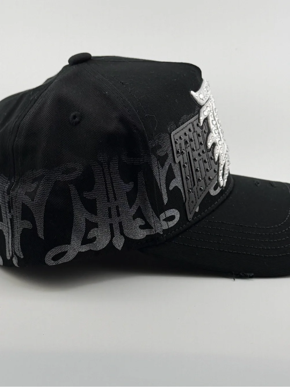 Men's Black Studded D Embroidered Baseball Cap